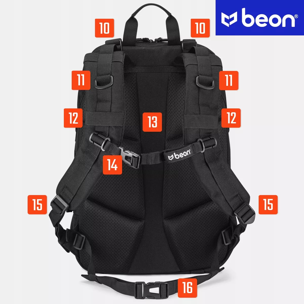 Karinė taktinė kuprinė Beon MX364, unisex, juoda, premium