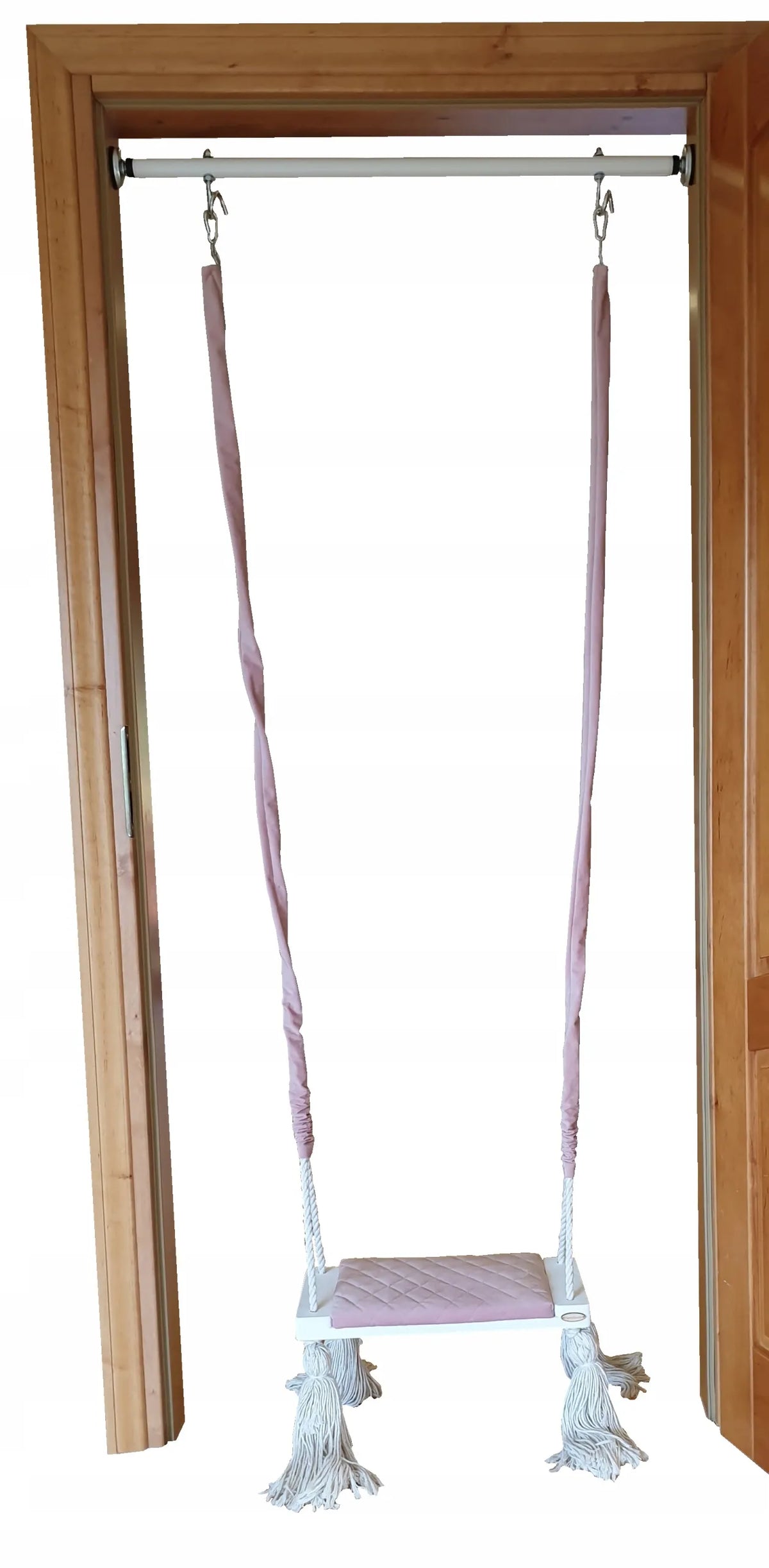 Reguliuojamas skersinis su laikikliais sūpynėms, baltas, 70 cm