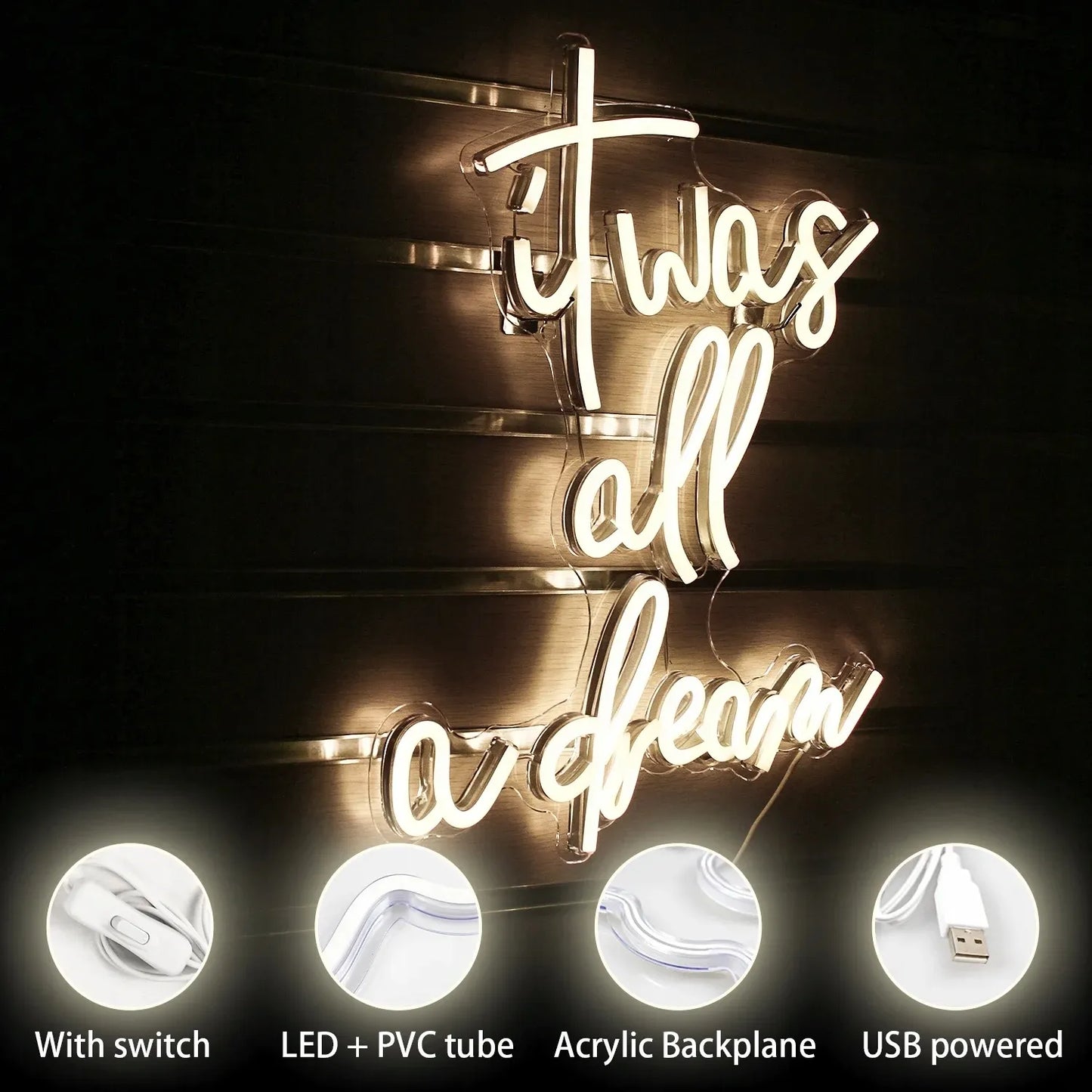 SIENINIS LED NEONAS "IT WAS ALL A DREAM" 42x33 cm