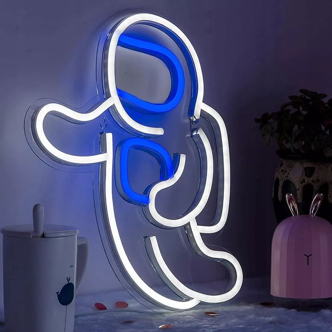 SuperLED neoninis LED sieninis šviestuvas, naktinė lempa Astronautas, USB 5V