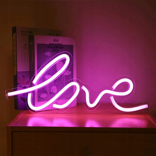 SuperLED neoninis LED sieninis šviestuvas, naktinė lemputė "Love", USB 5V