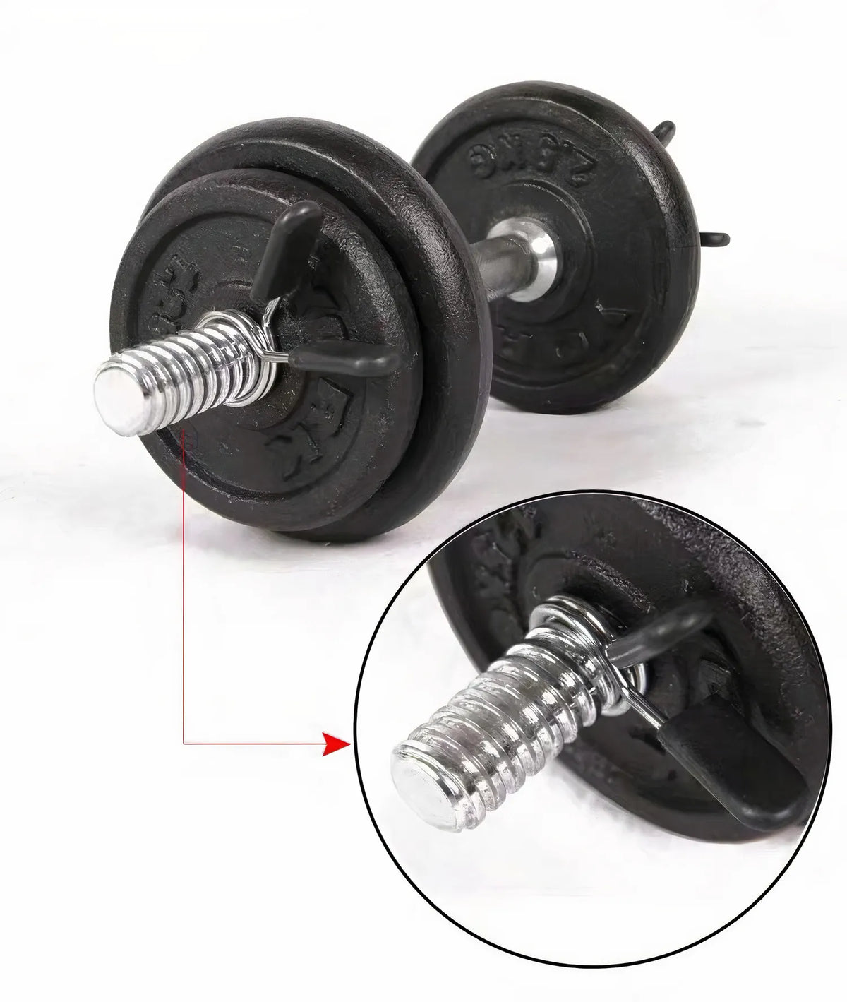 2x spyruokliniai grifo užraktai 28mm MuscleForge KF-06 (2 vnt.)
