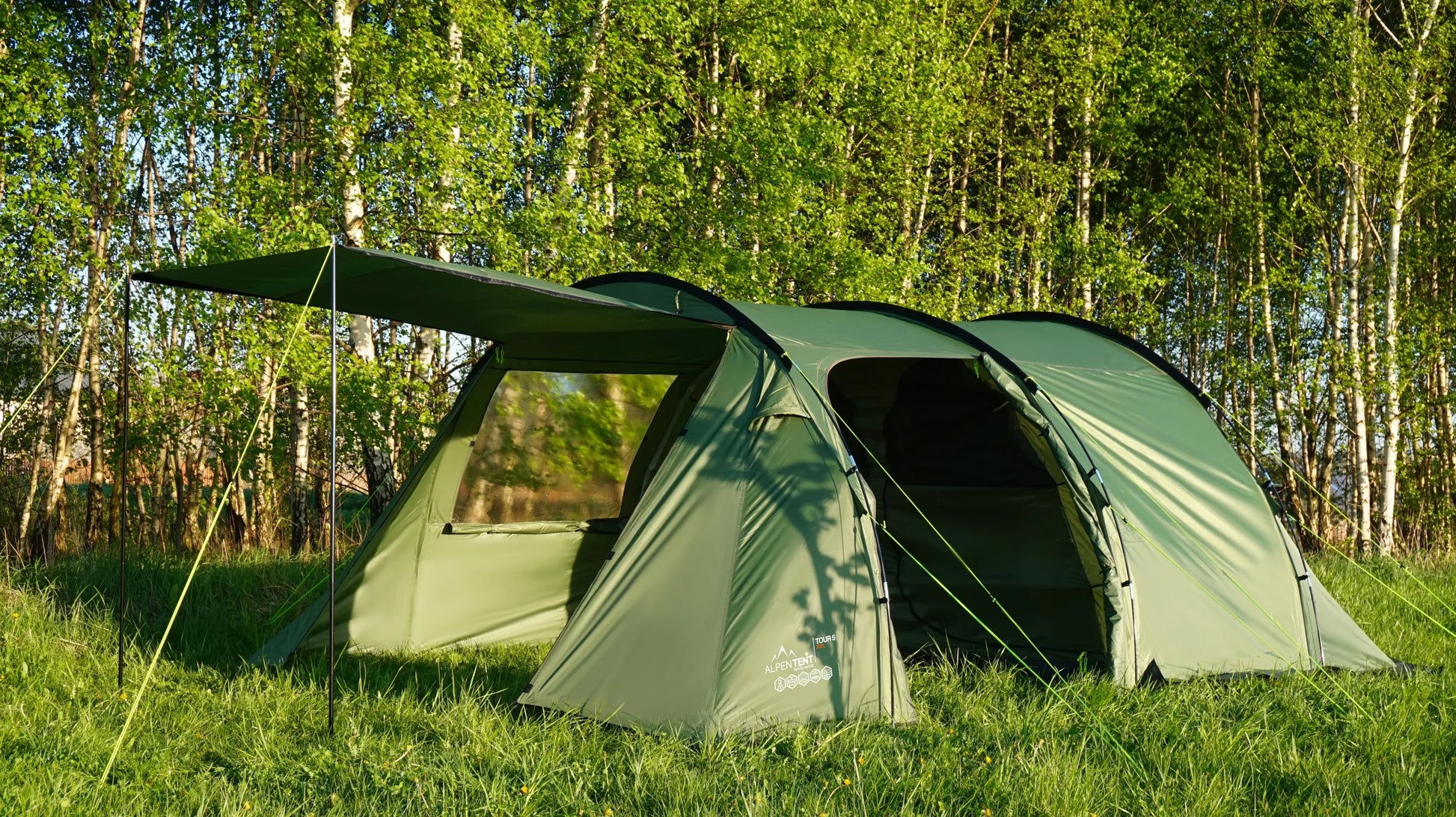 5 vietų palapinė AlpenTent Tour 5 XXL didelė 16 m²