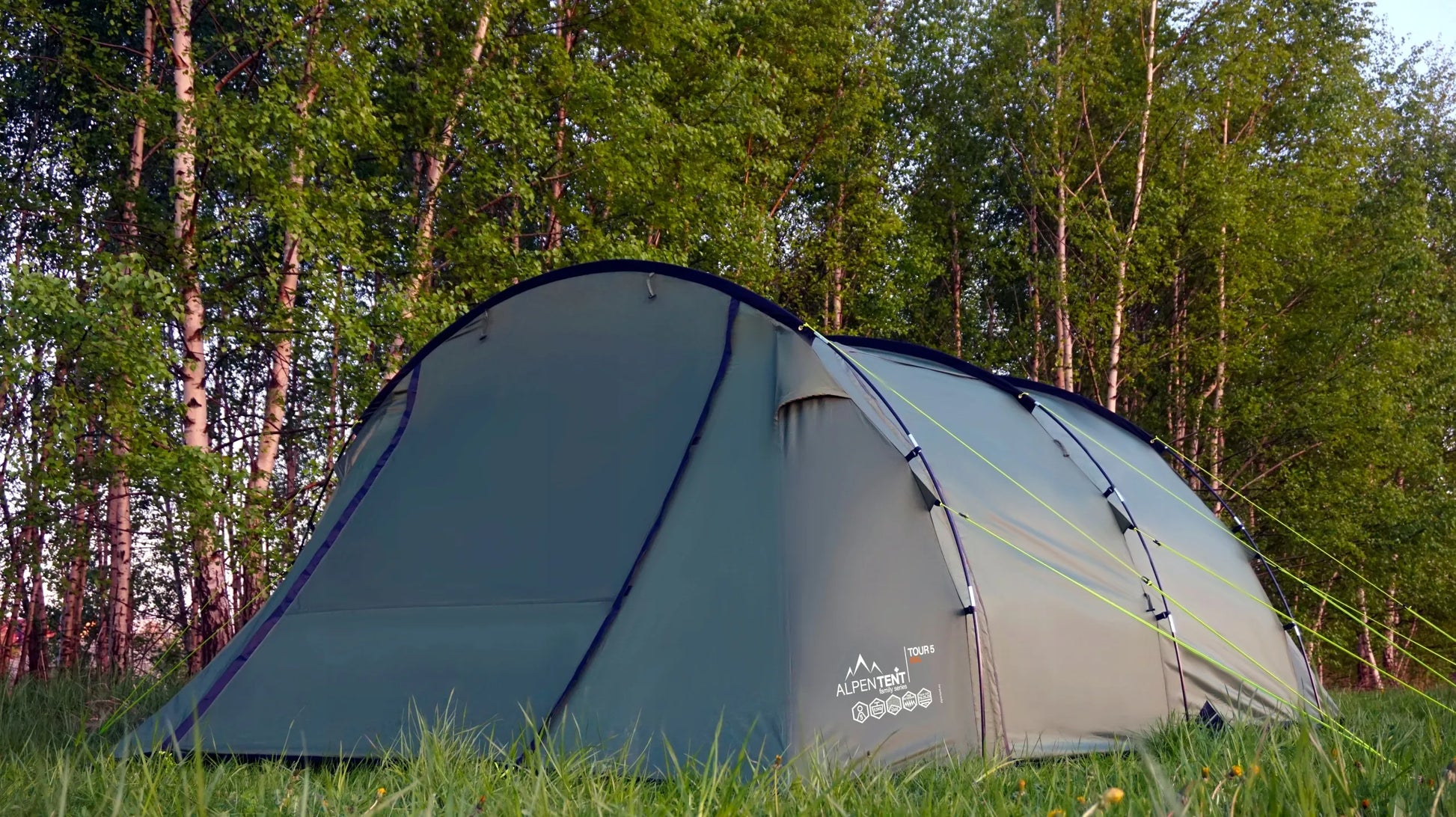 5 vietų palapinė AlpenTent Tour 5 XXL didelė 16 m²