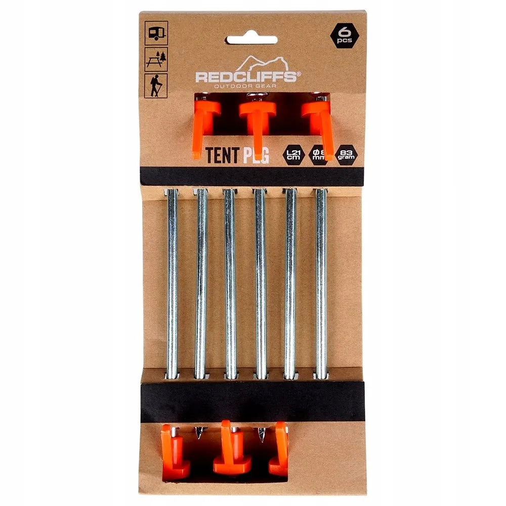 6x metaliniai palapinės kuolai, 21 cm