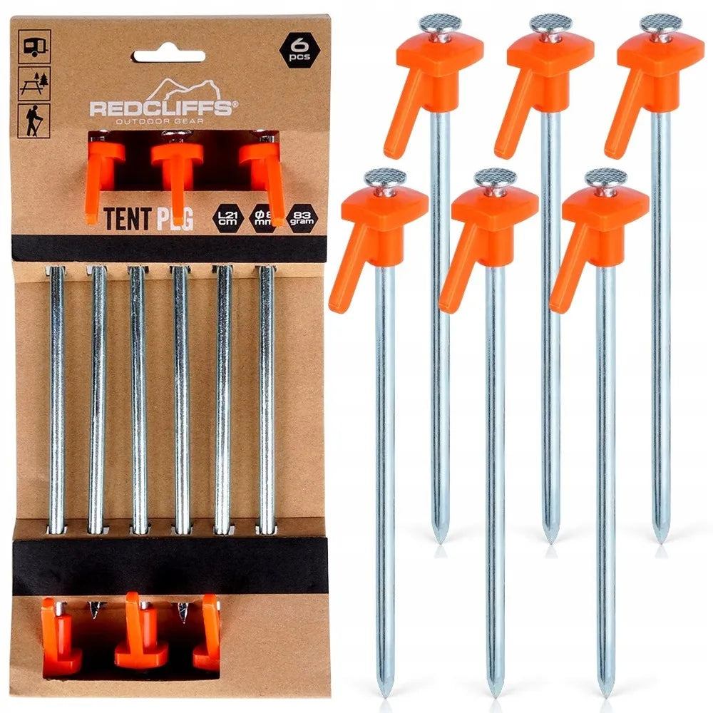 6x metaliniai palapinės kuolai, 21 cm