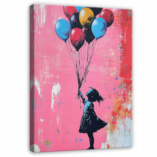 ABSTRAKCIJOS PAVEIKSLAS BANKSY MERGAITĖ MIEGAMAJAM IR SVETAINEI, ANT DROBĖS 100x70