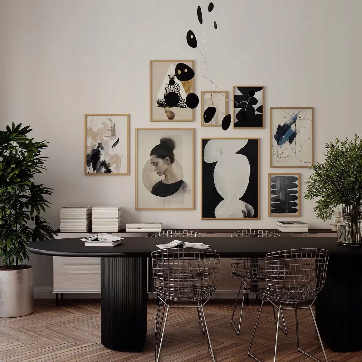 Abstraktinis meno plakatas B2 50x70cm smėlio ruda juoda ir balta #551