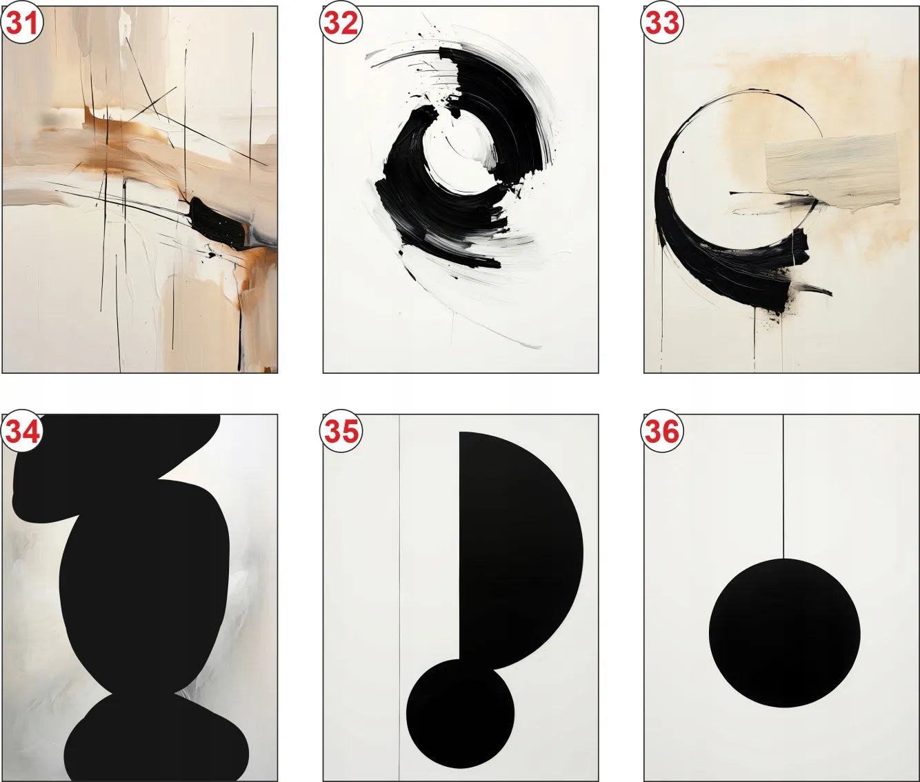 Abstraktinis meno plakatas B2 50x70cm smėlio ruda juoda ir balta #551