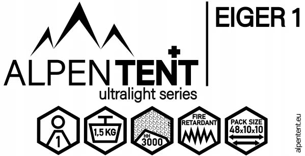 AlpenTent EIGER 1 palapė, vienvietė, lengva (1,5 kg)