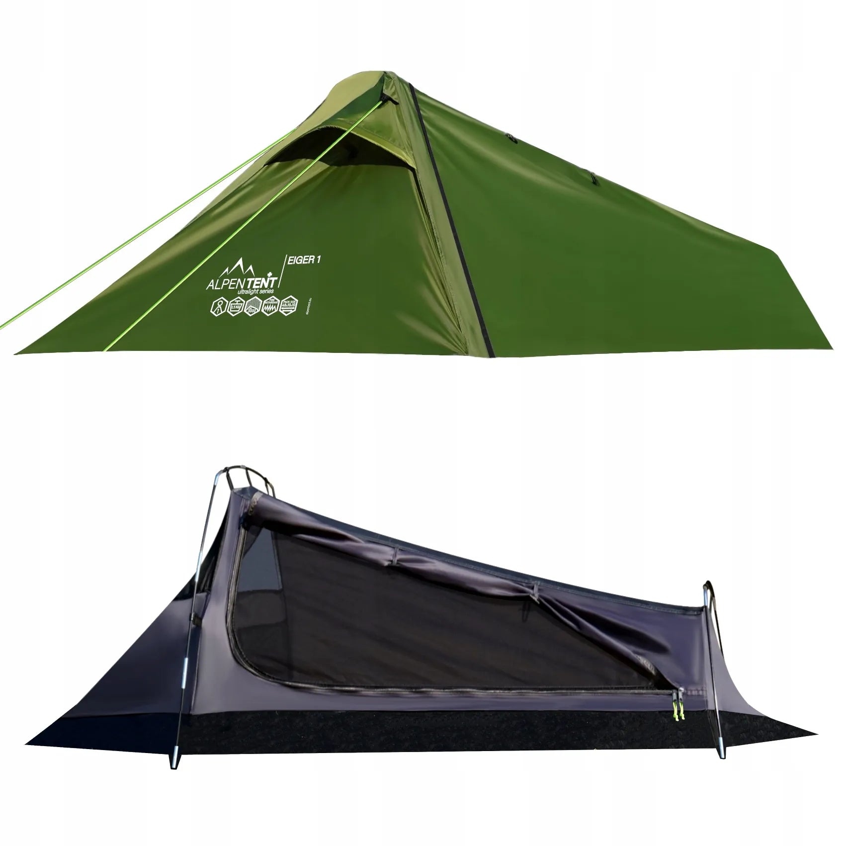 AlpenTent EIGER 1 palapė, vienvietė, lengva (1,5 kg)