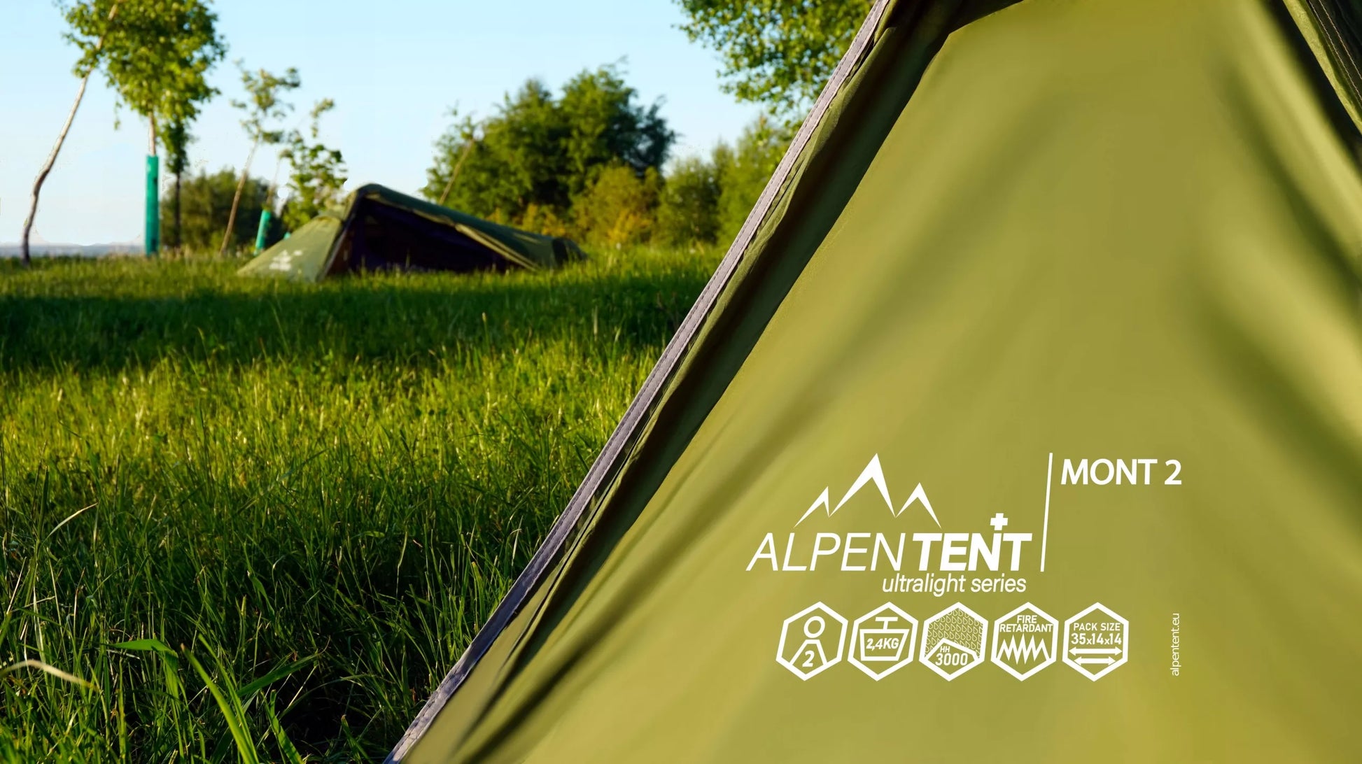 AlpenTent MONT 2 dvivietė palapinė – itin lengva, tik 2,4 kg