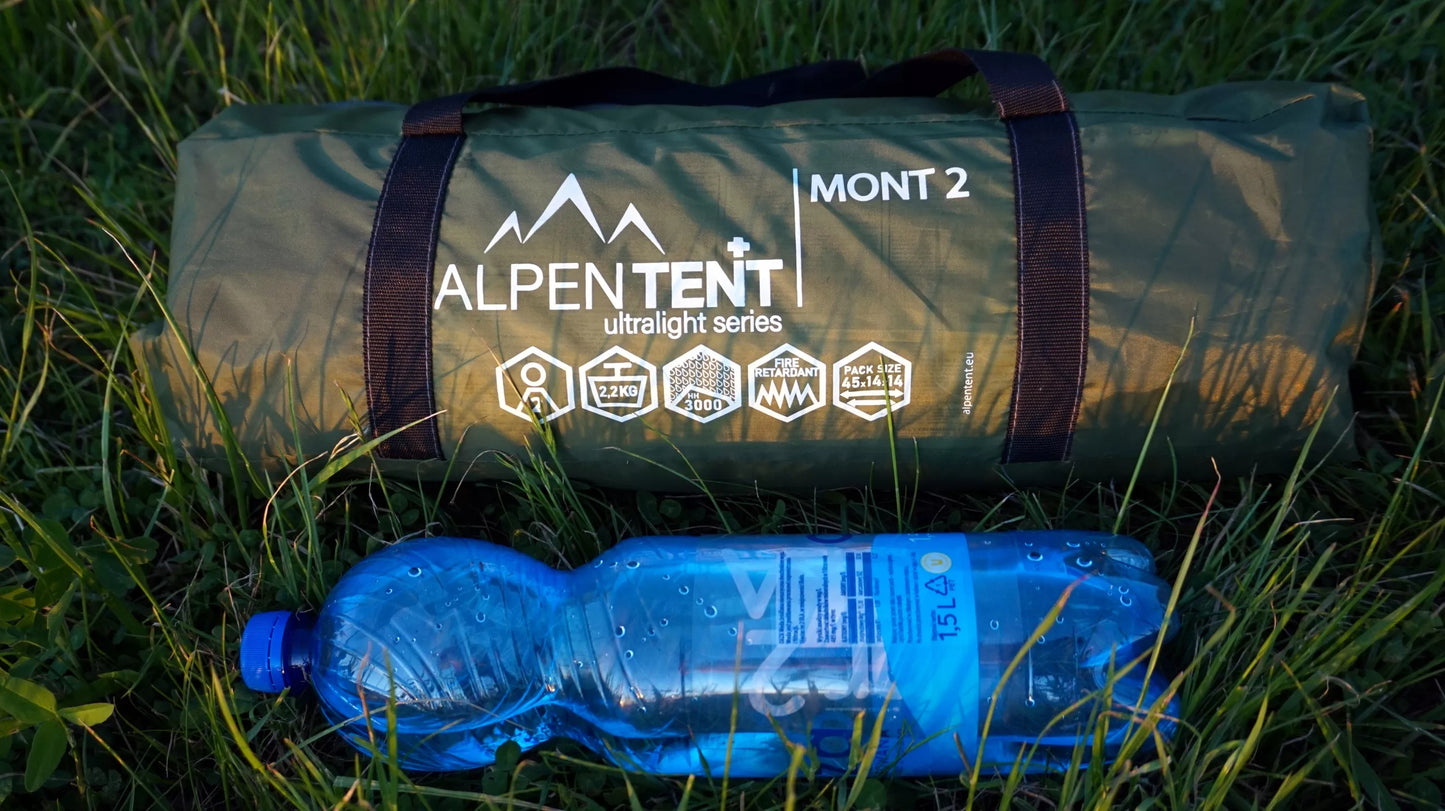 AlpenTent MONT 2 dvivietė palapinė – itin lengva, tik 2,4 kg