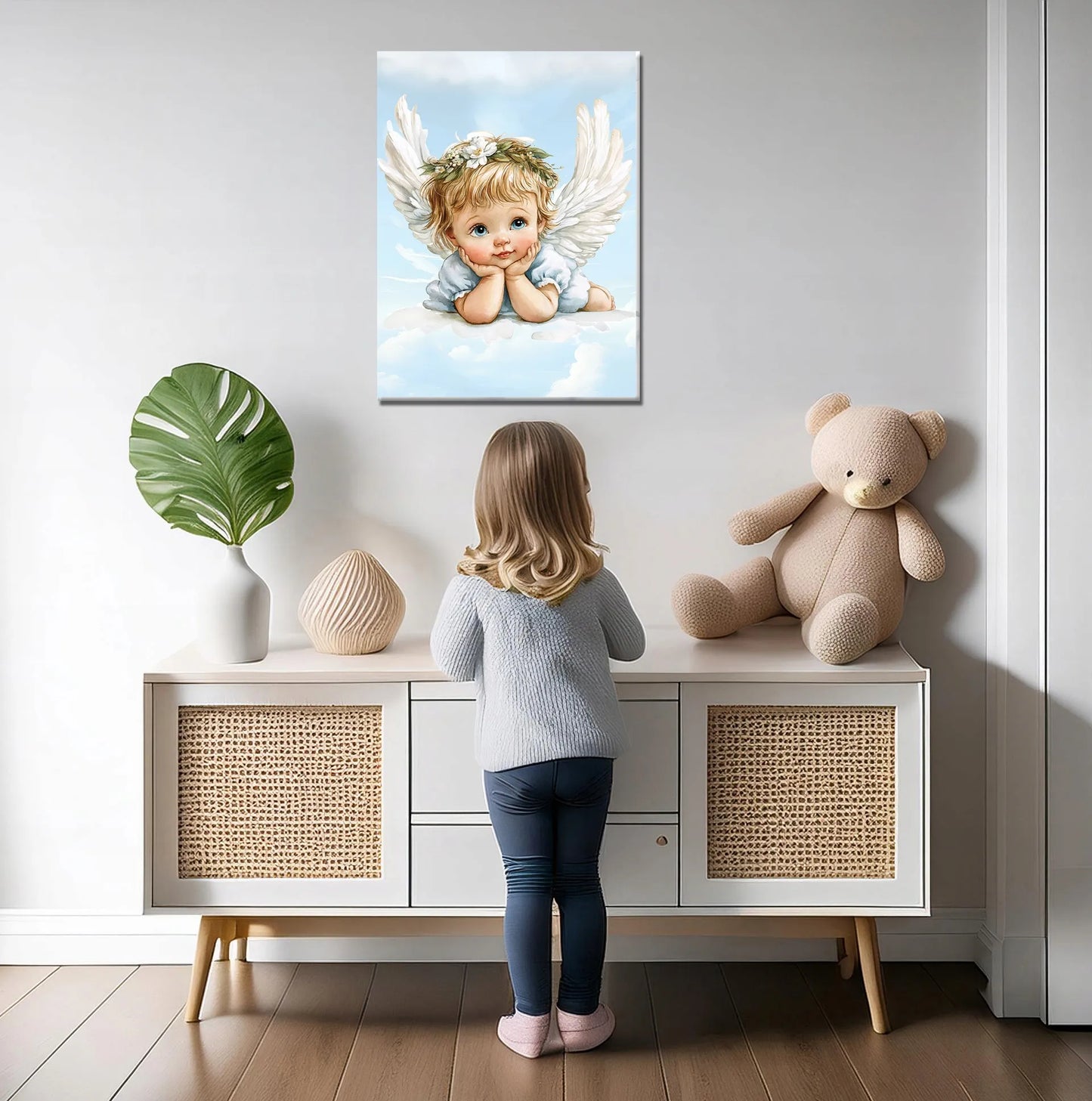 Angelas sargas ant drobės vaikams 30x40cm vaiko kambariui #914