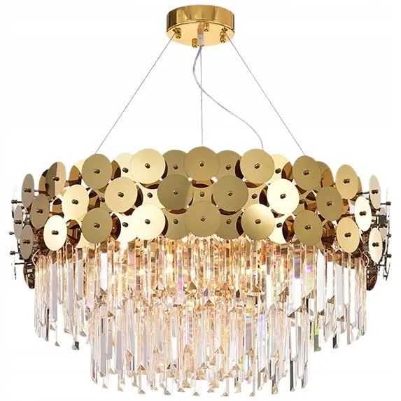 Auksinė krištolinė pakabinama lubinė lempa LED Gold Glamour TOOLIGHT