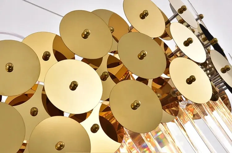 Auksinė krištolinė pakabinama lubinė lempa LED Gold Glamour TOOLIGHT