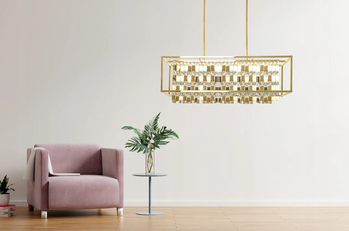 Auksinė pakabinama lubinė lempa su krištolu GLAMOUR TOOLIGHT
