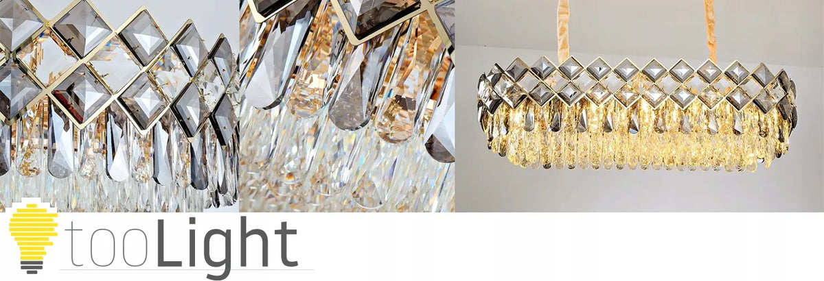Auksinis krištolinis pakabinamas lubinis šviestuvas „Glamour“ 8 × E14 TOOLIGHT