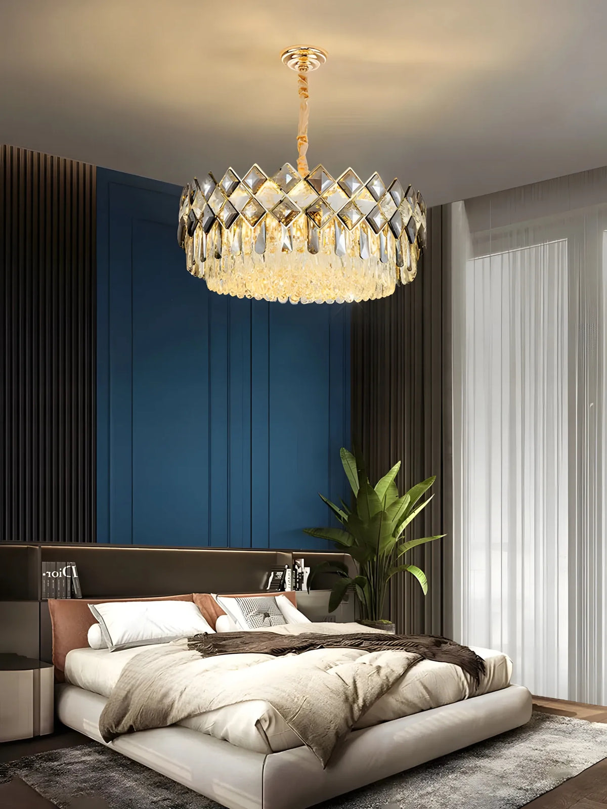 Auksinis krištolinis pakabinamas lubinis šviestuvas „Glamour“ – 8 × E14 TOOLIGHT