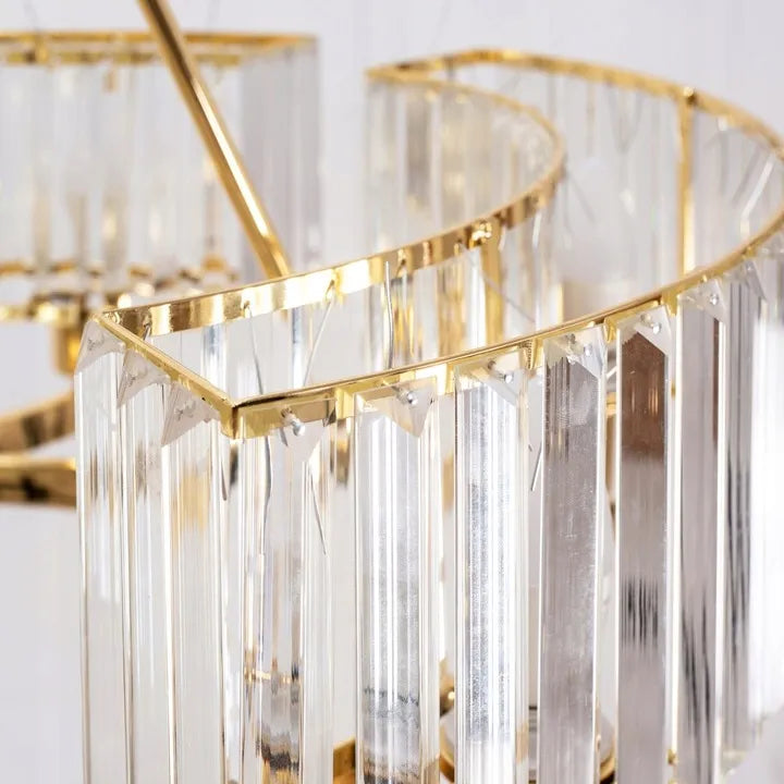 Auksinis lubinis pakabinamas šviestuvas svetainei, krištolinis sietynas GOLD, didelis, 83 cm, APP789