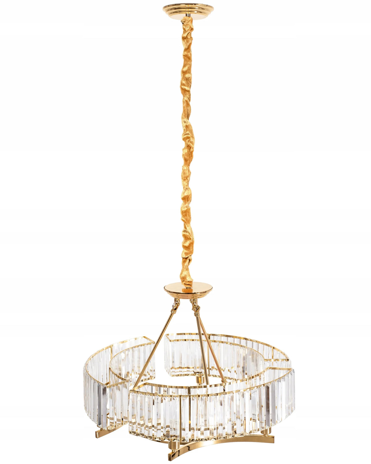 Auksinis lubinis pakabinamas šviestuvas svetainei, krištolinis sietynas GOLD, didelis, 83 cm, APP789