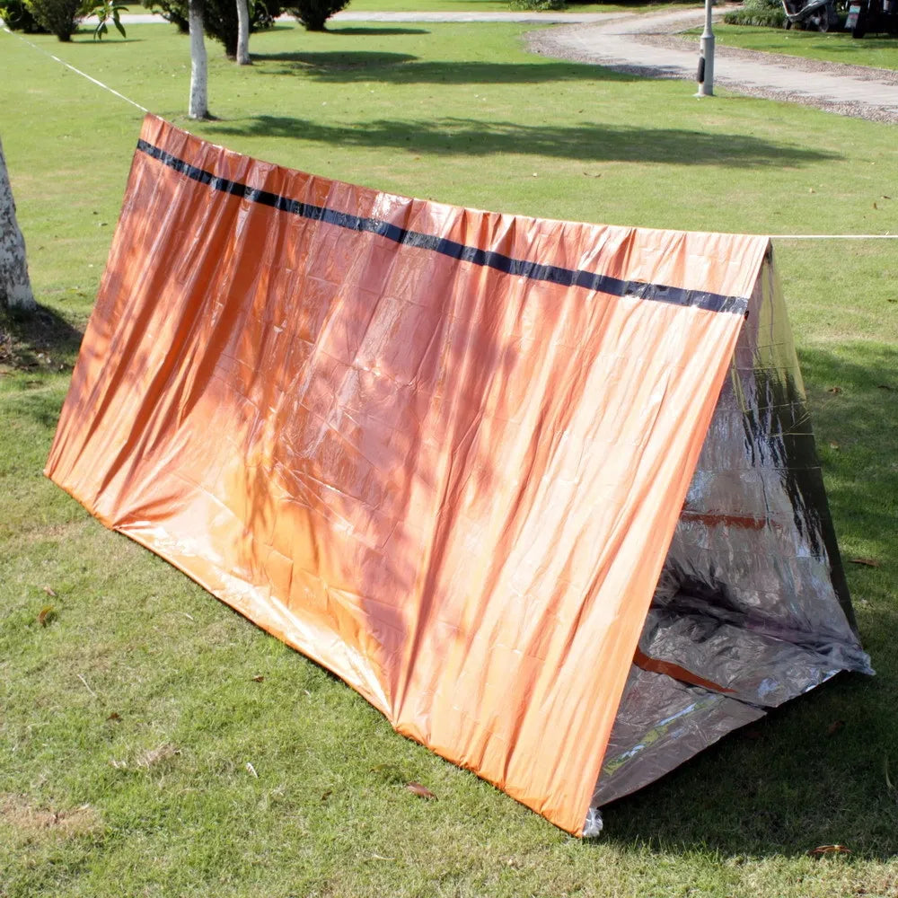 AVARINĖ išgyvenimo palapinė TERMINĖ folija LifeTent 2-vietė 240x150x90 cm