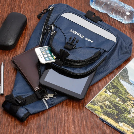 BAG STREET neperšlampama sportinė vieno diržo kuprinė, tamsiai mėlyna
