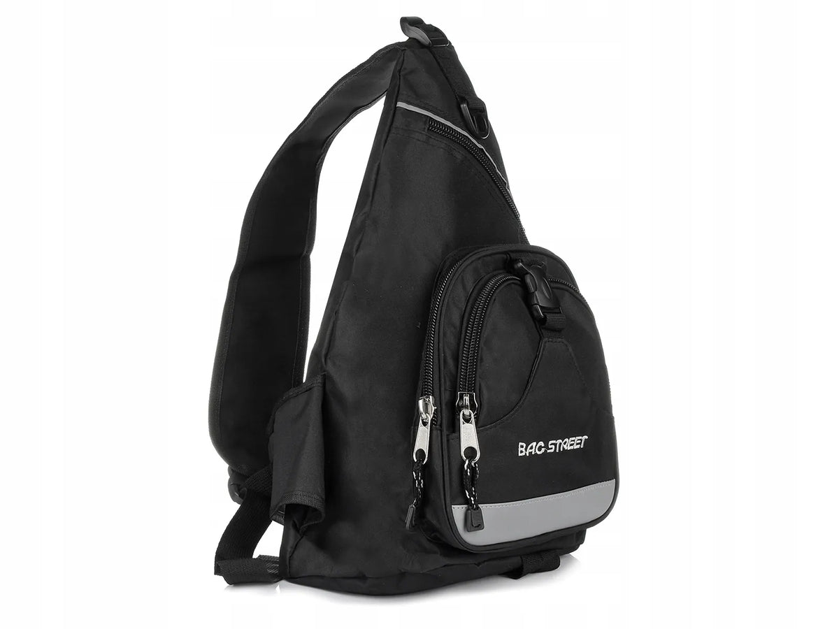 BAG STREET sportinė kuprinė ant vieno peties, vandeniui atspari, juoda
