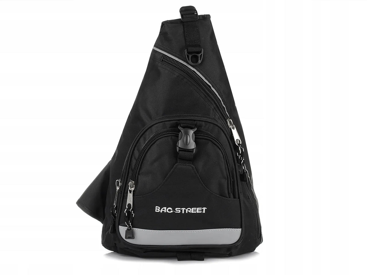 BAG STREET sportinė kuprinė ant vieno peties, vandeniui atspari, juoda