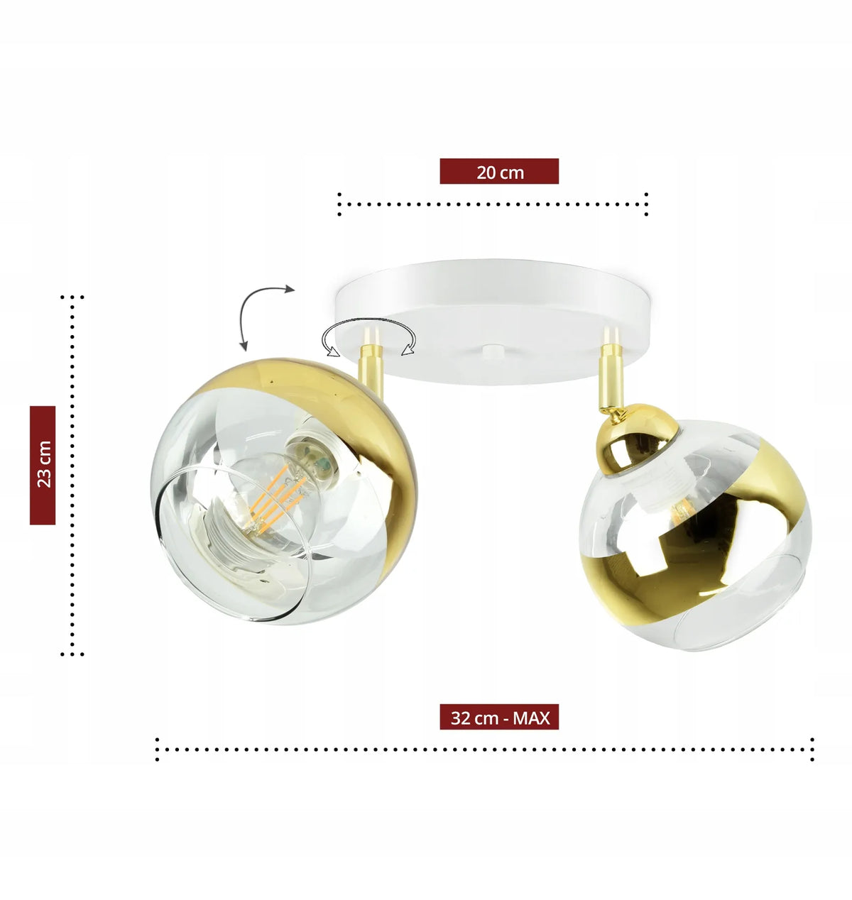 Baltai auksinis lubinis šviestuvas GLASS EG2 LED