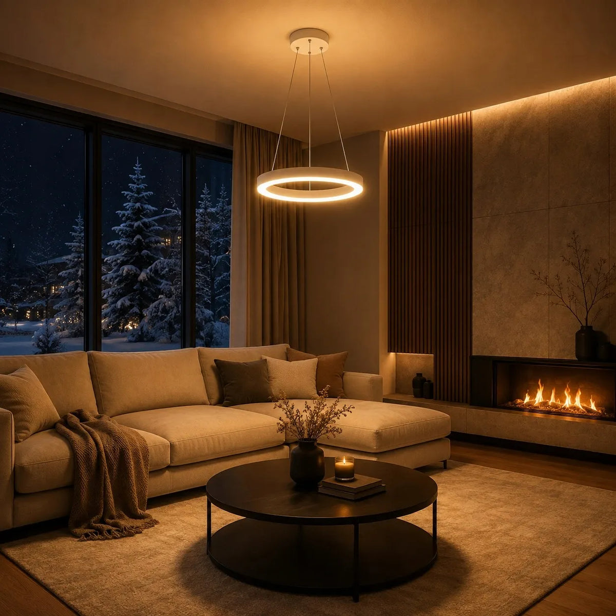 Baltas modernus pakabinamas LED lubinis šviestuvas „Ring“, 9 W, 600 lm, 3000 K