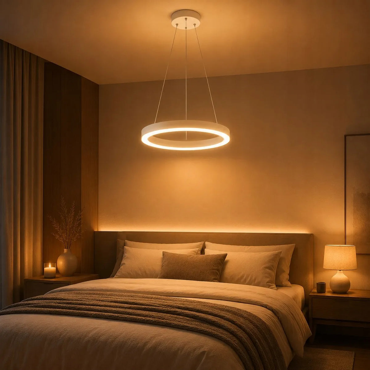 Baltas modernus pakabinamas LED lubinis šviestuvas „Ring“, 9 W, 600 lm, 3000 K