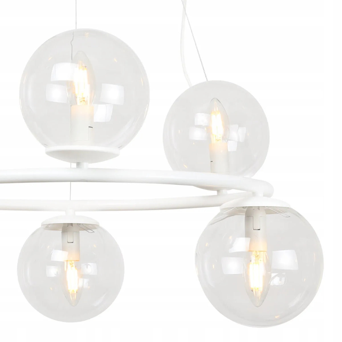 Baltas pakabinamas lubinis šviestuvas „Light Home“ AURA, žiedo formos, 6×E14