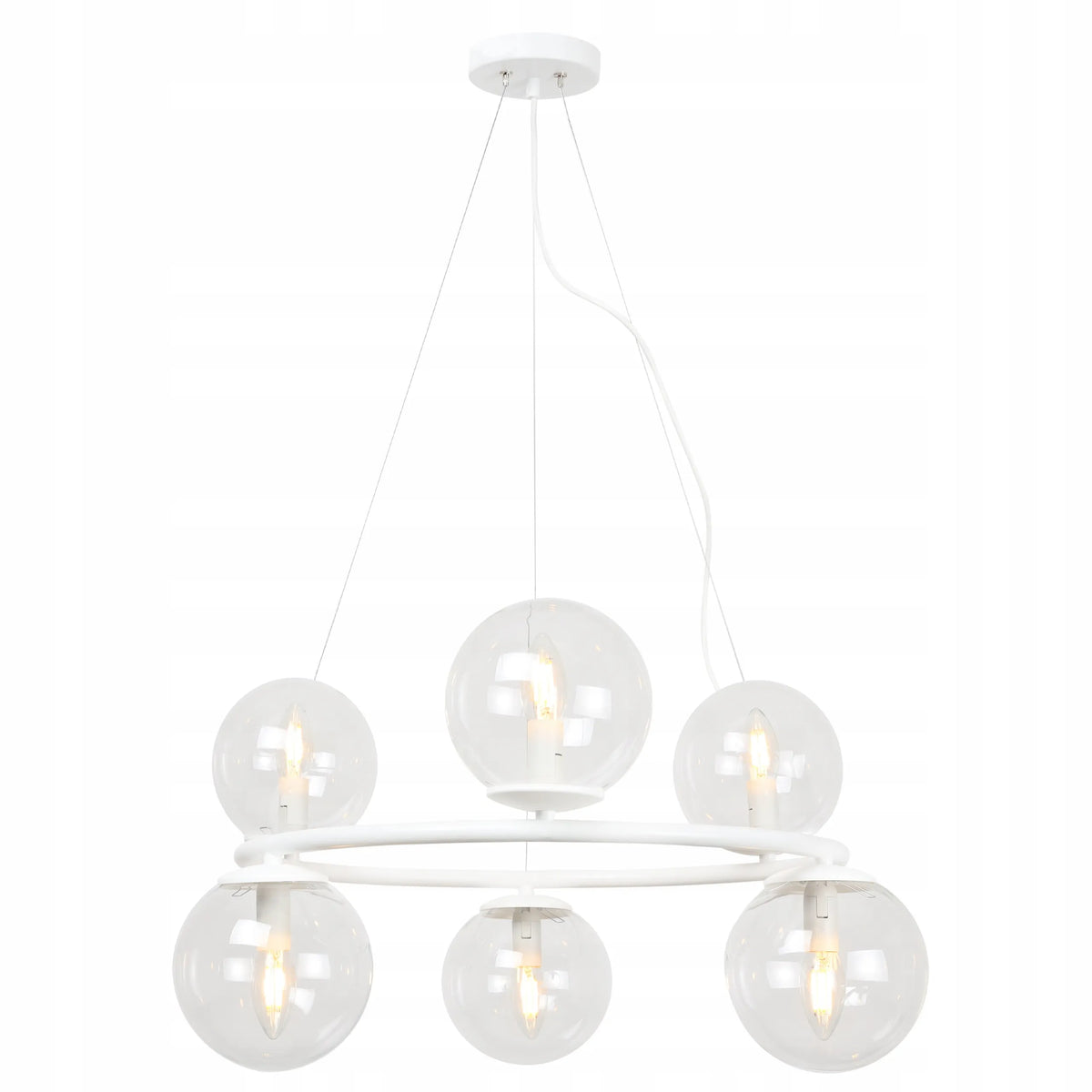 Baltas pakabinamas lubinis šviestuvas „Light Home“ AURA, žiedo formos, 6×E14