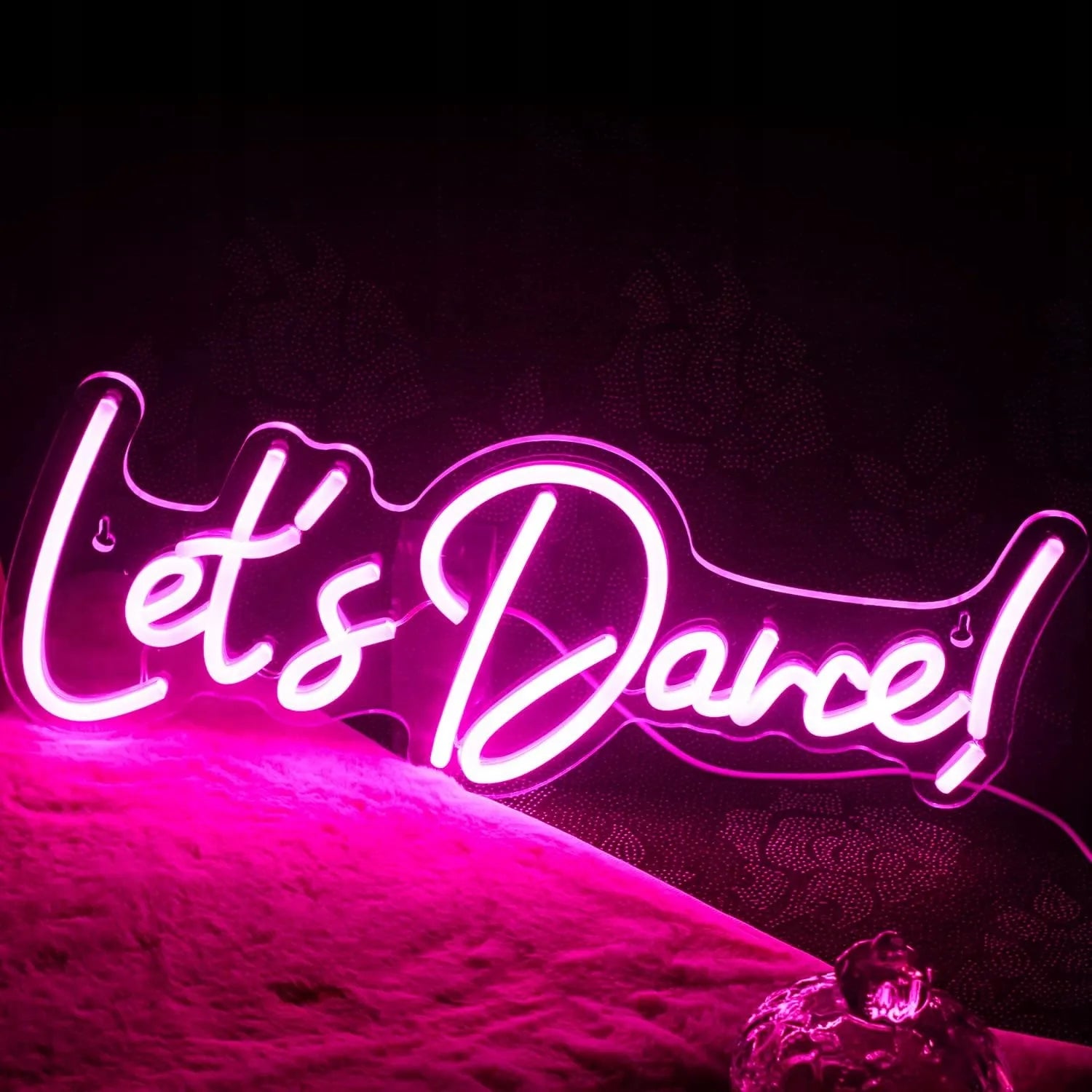 Dekoracinis LED neonas Let's Dance, rožinis, 43x17 cm, su USB jungtimi
