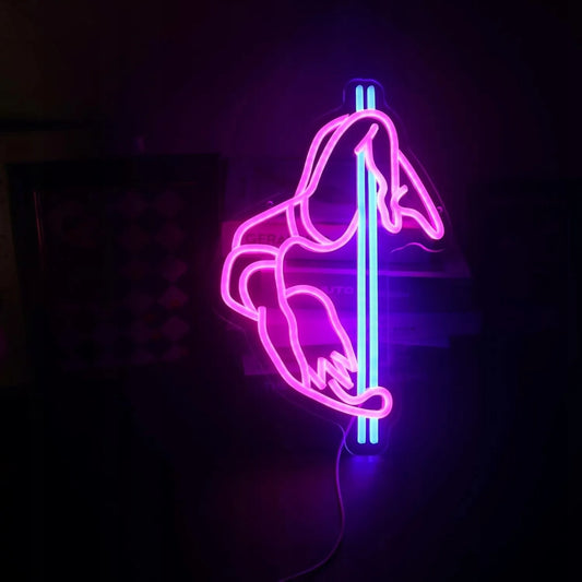 Dekoratyvinis LED neoninis ženklas Wanxing SEXY DANCING GIRL, spalvotas, pritemdomas, 39x25 cm, USB