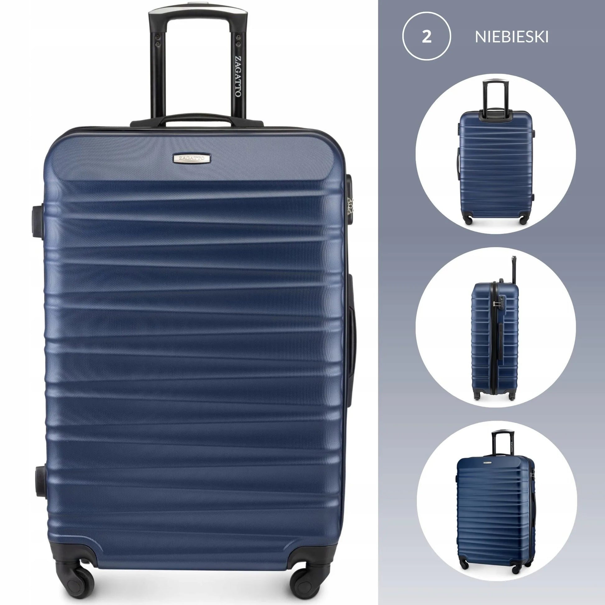 Didelis kietas Zagatto kelioninis lagaminas su ratukais, 90L, XXL