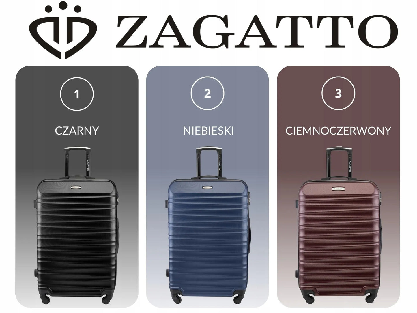 Didelis kietas Zagatto kelioninis lagaminas su ratukais, 90L, XXL