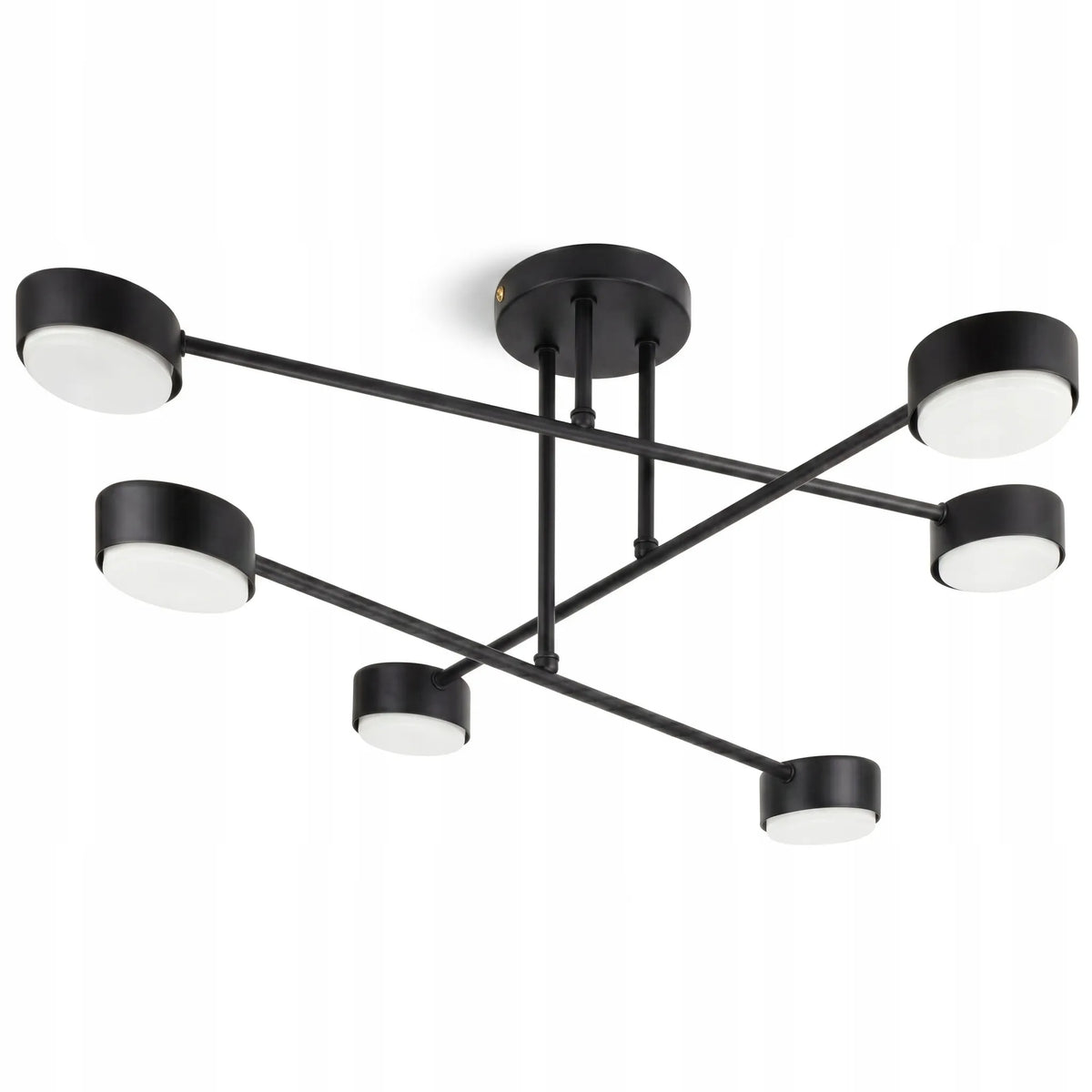 Didelis minimalistinis juodas loft stiliaus lubinis šviestuvas – 6 × GX53
