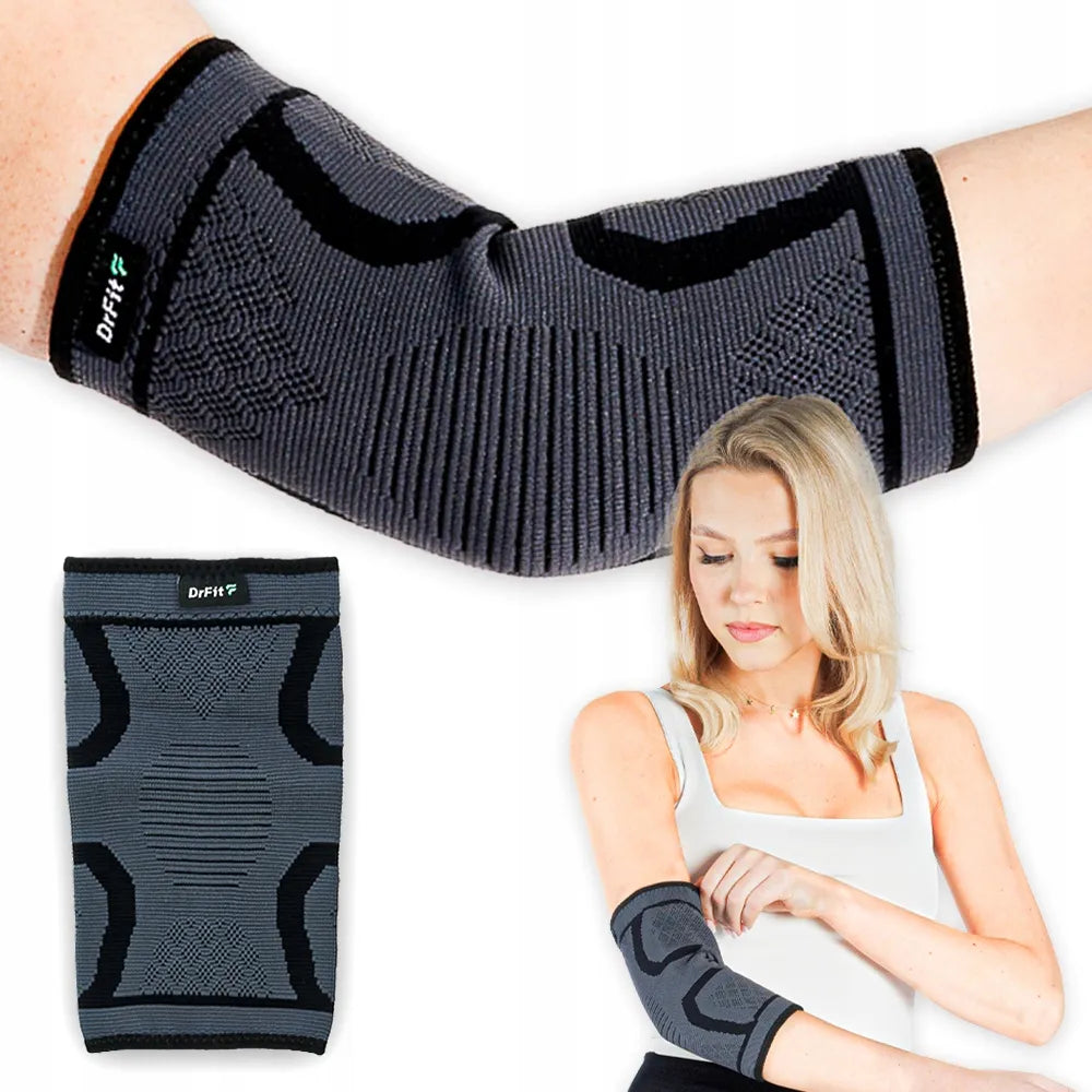 DrFit alkūnės įtvaras, sportinis stabilizatorius, elastinis kompresinis įtvaras, dydis XL