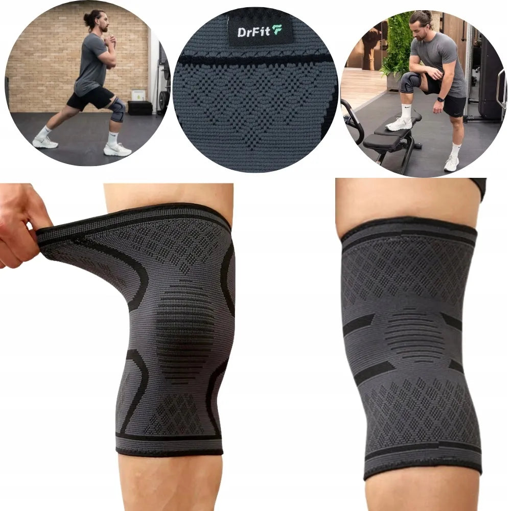 DrFit elastinis kelio įtvaras, sportinis kompresinis įtvaras, S dydis