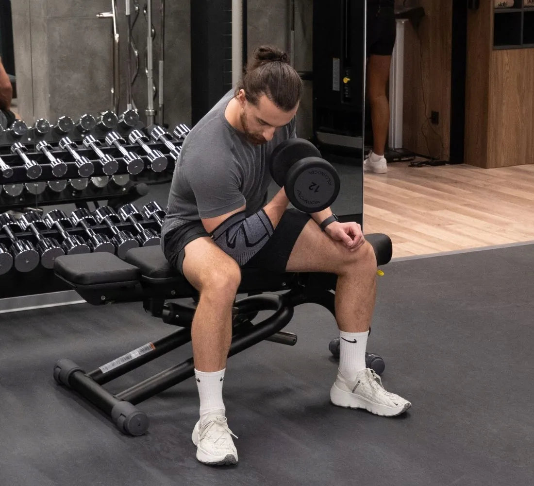 DrFit elastiškas alkūnės įtvaras, lengvas ir profesionalus, L dydis