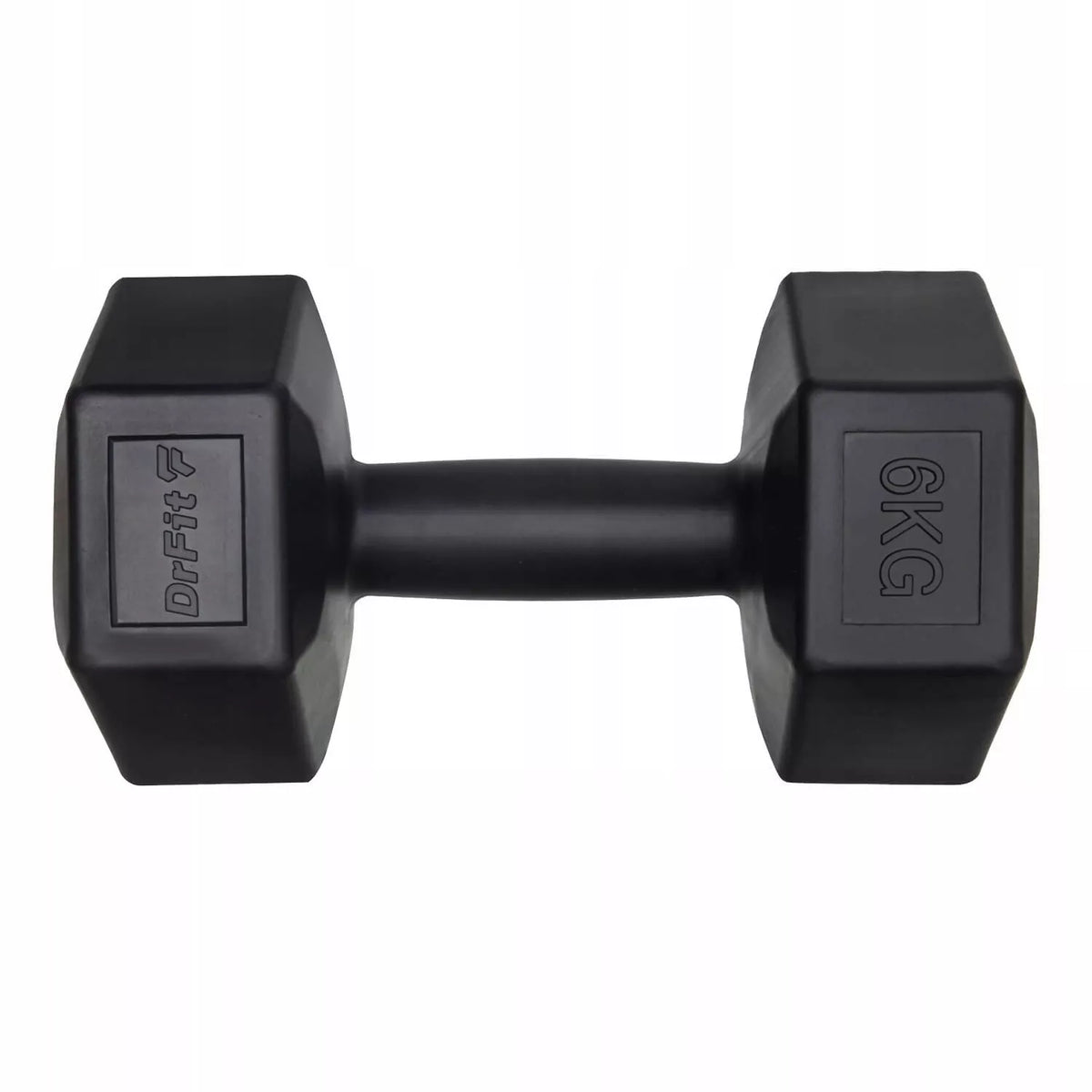 DrFit hantliai fitnesui, pilatesui ir jėgos treniruotėms, heksagoniniai, 2x6 kg, juodi
