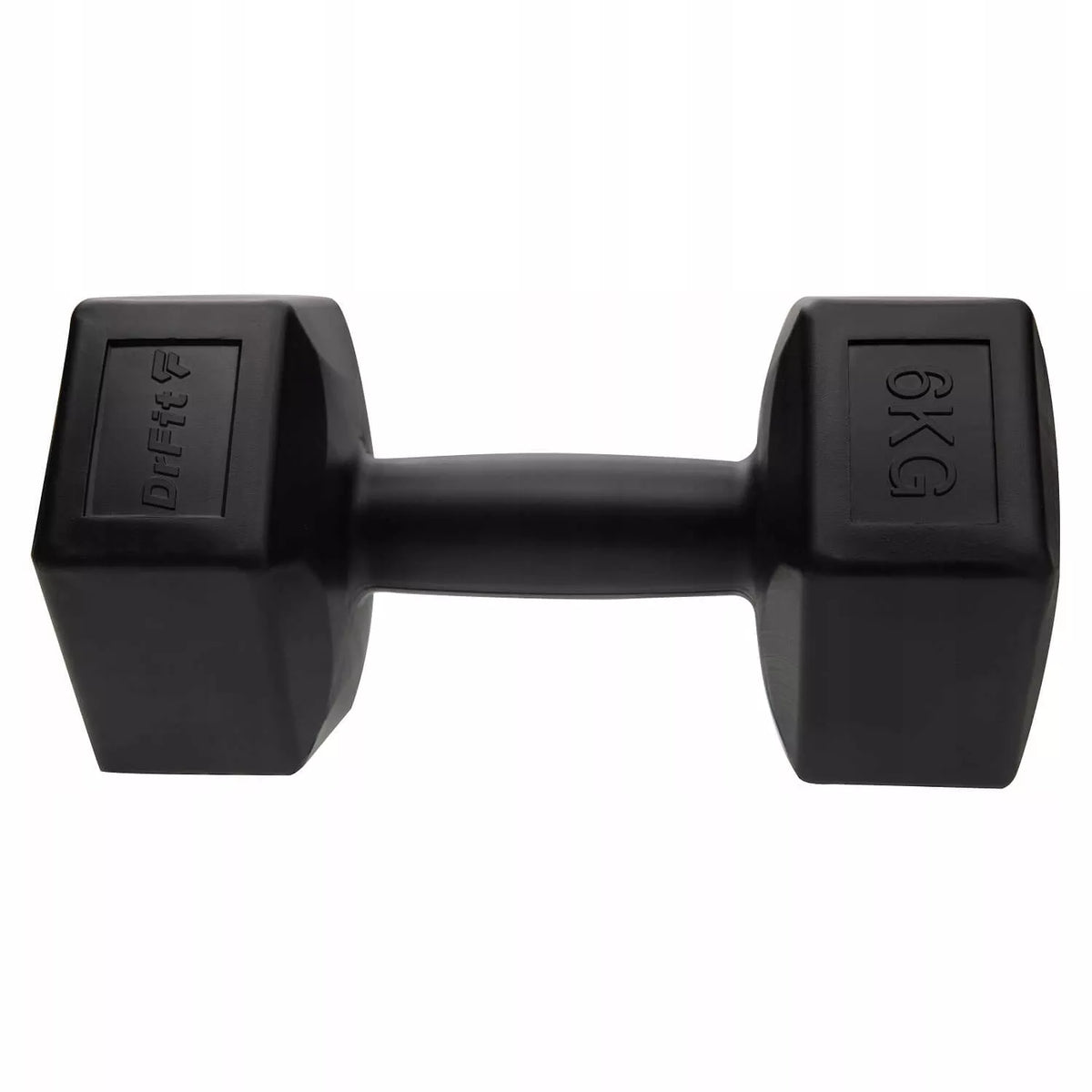DrFit hantliai fitnesui, pilatesui ir jėgos treniruotėms, heksagoniniai, 2x6 kg, juodi