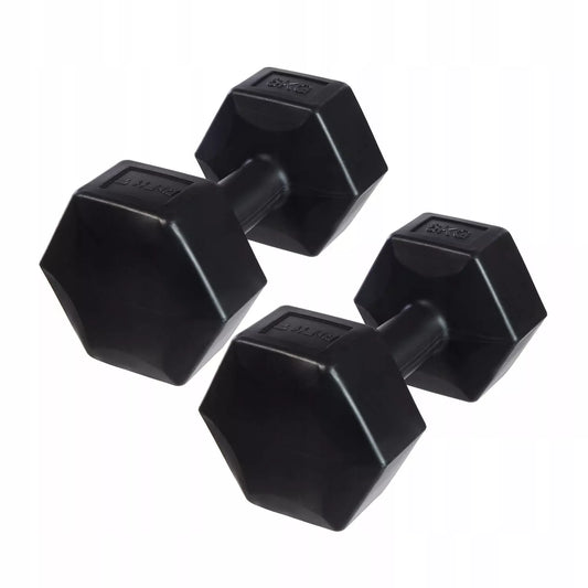 DrFit hantliai fitnesui, pilatesui ir jėgos treniruotėms, heksagoniniai, 2x6 kg, juodi