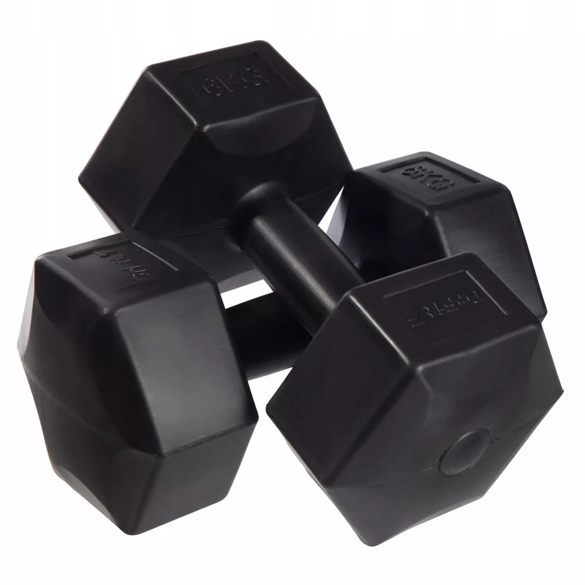 DrFit hantliai fitnesui, pilatesui ir jėgos treniruotėms, heksagoniniai, 2x6 kg, juodi