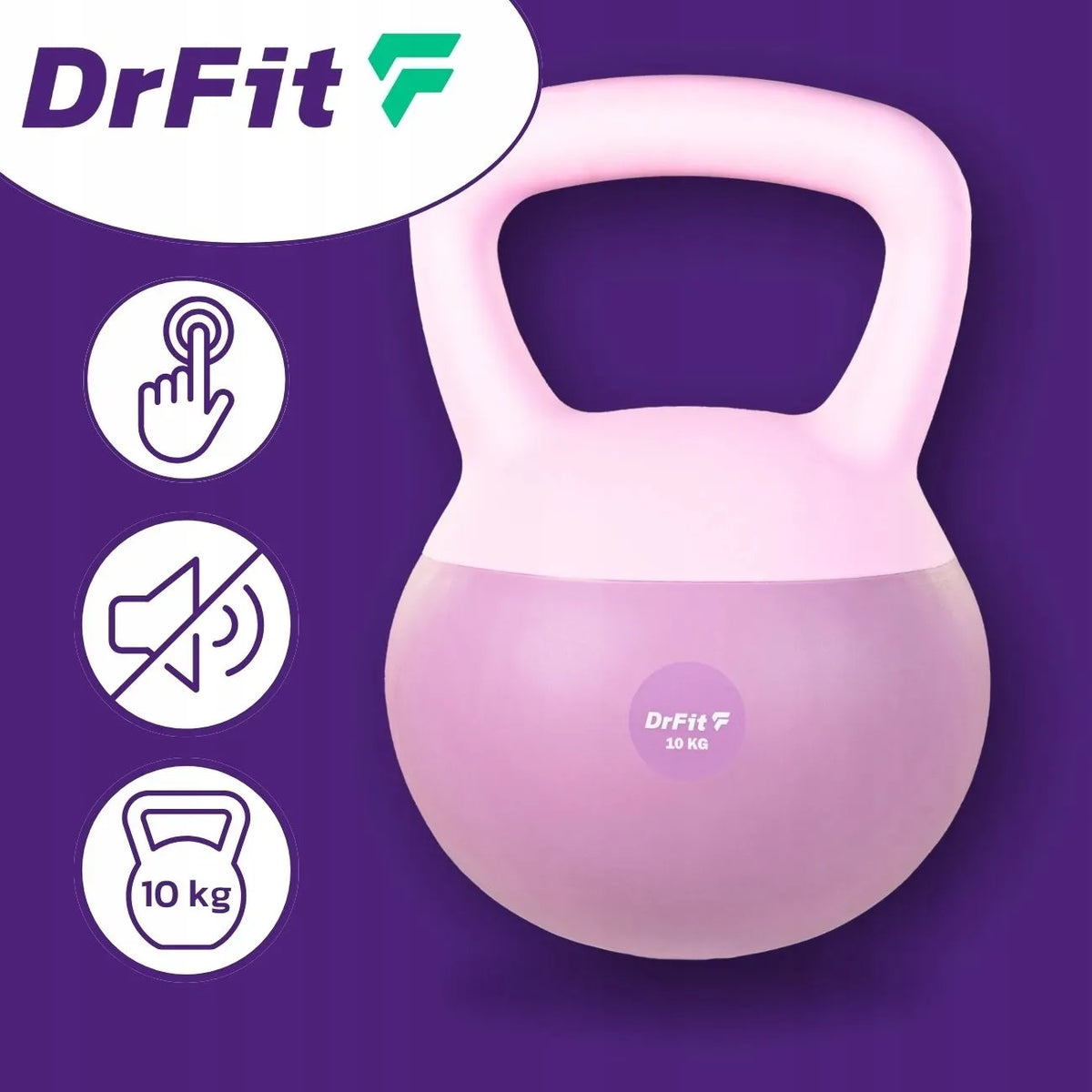 DrFit Kettlebell svoris 10 kg, violetinis