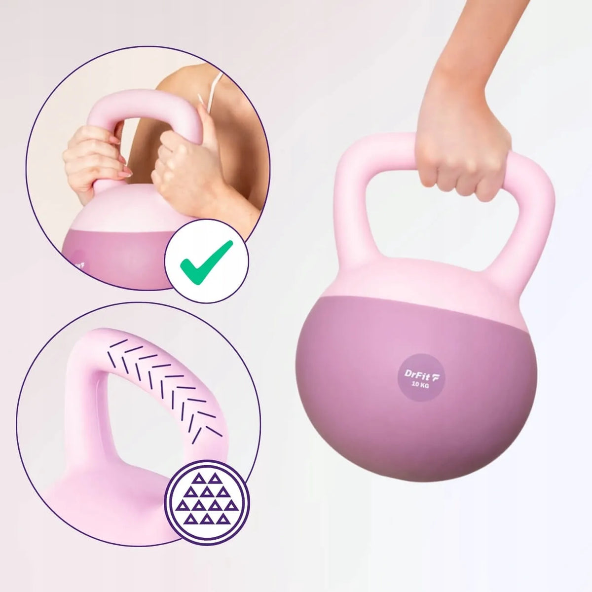 DrFit Kettlebell svoris 10 kg, violetinis