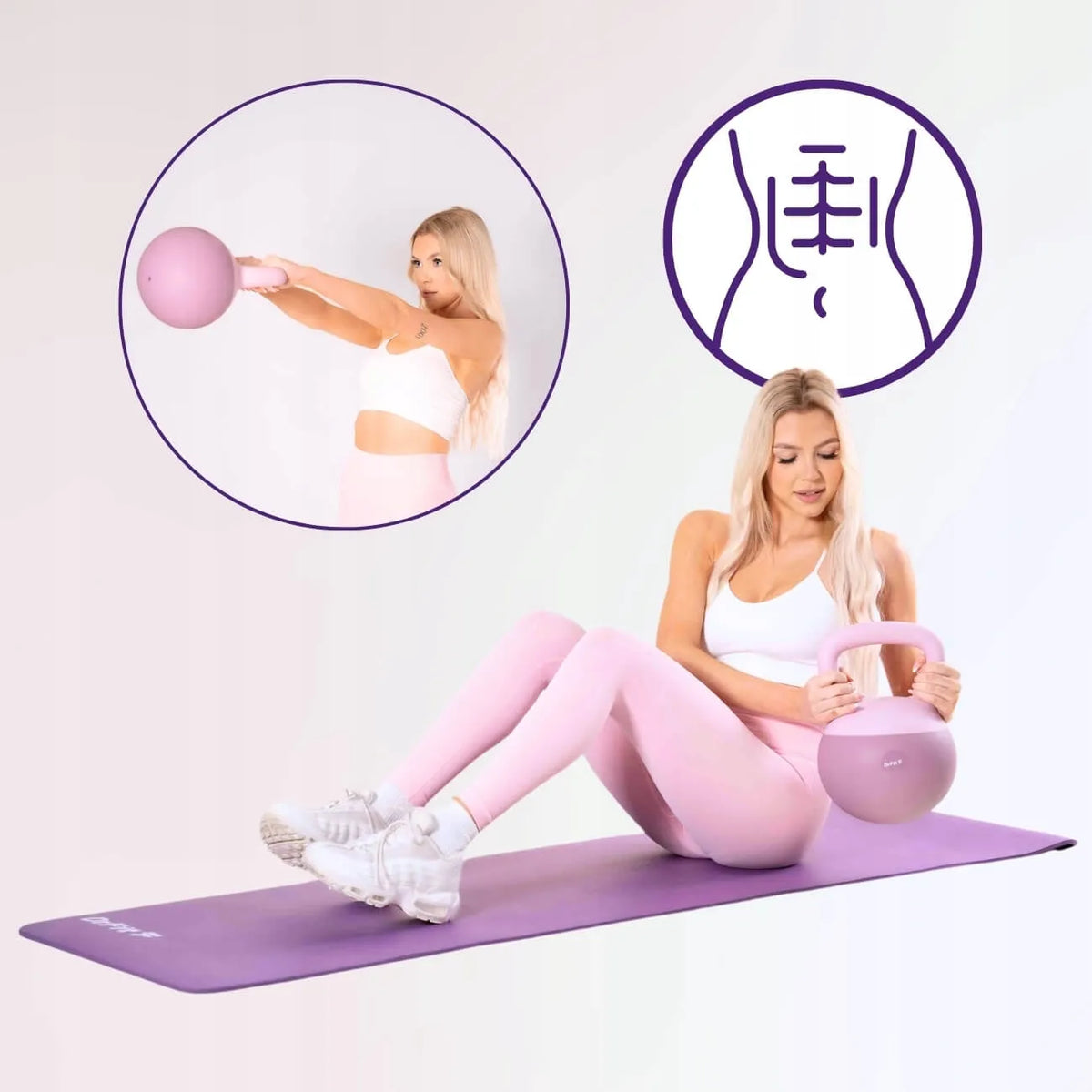DrFit Kettlebell svoris, mankštos svoris, fioletinė spalva, 12 kg
