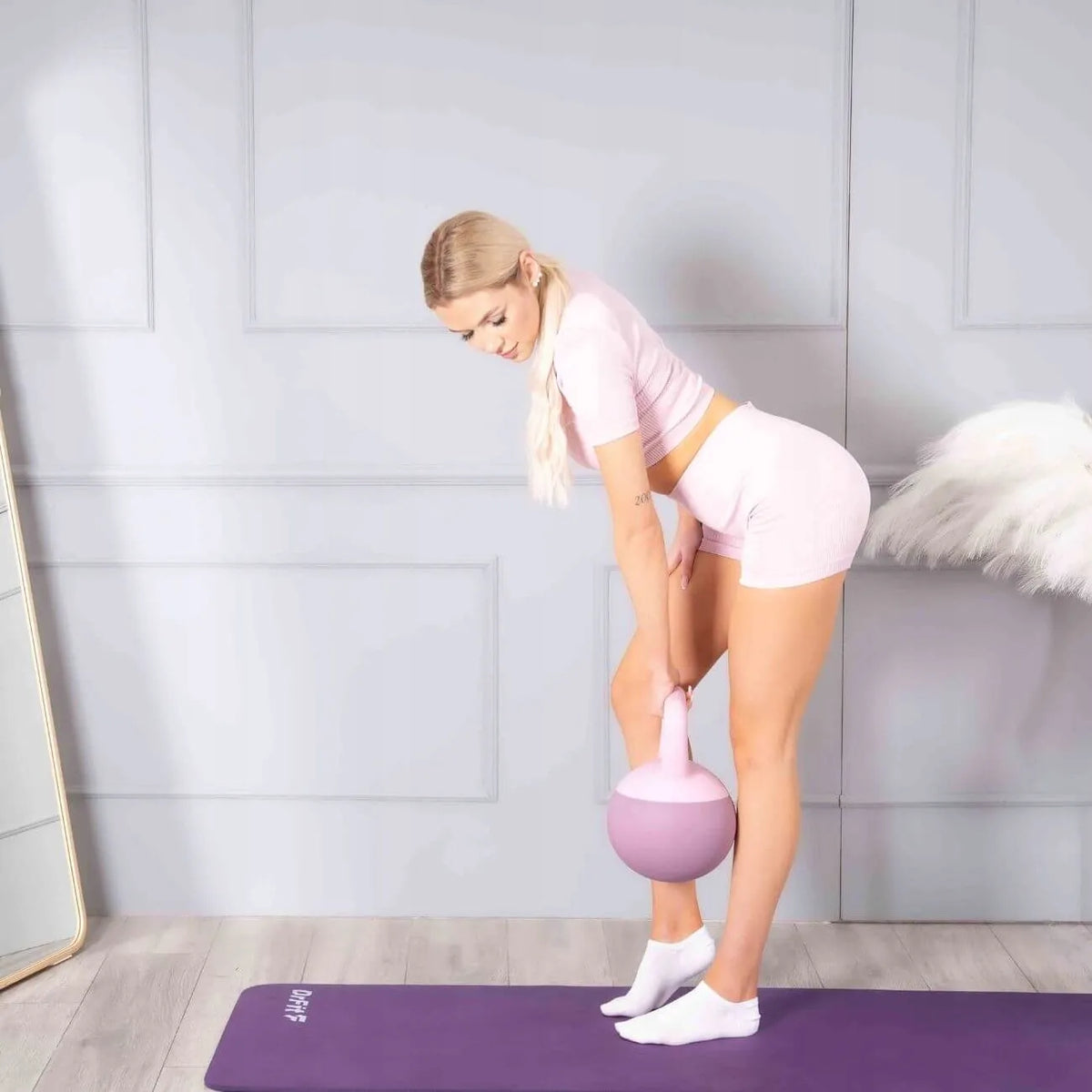 DrFit Kettlebell svoris, mankštos svoris, fioletinė spalva, 12 kg
